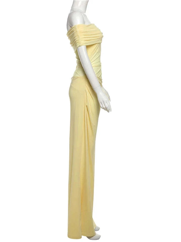 Backless Short Sleeve Floor-Length Dress-Claret / L / CHINA