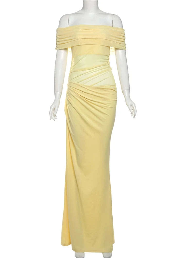 Backless Short Sleeve Floor-Length Dress-Claret / L / CHINA