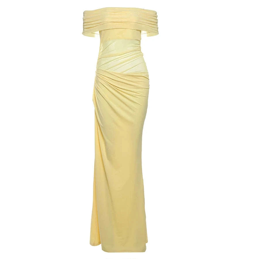 Backless Short Sleeve Floor-Length Dress-Claret / L / CHINA