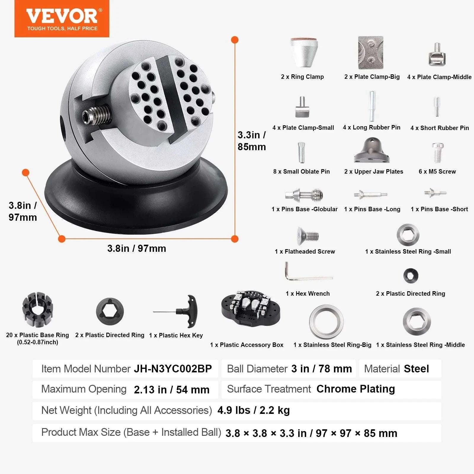Ball Vise Engraving Block with 360° Rotation for Jewelry Work-3in 70PCs / United States