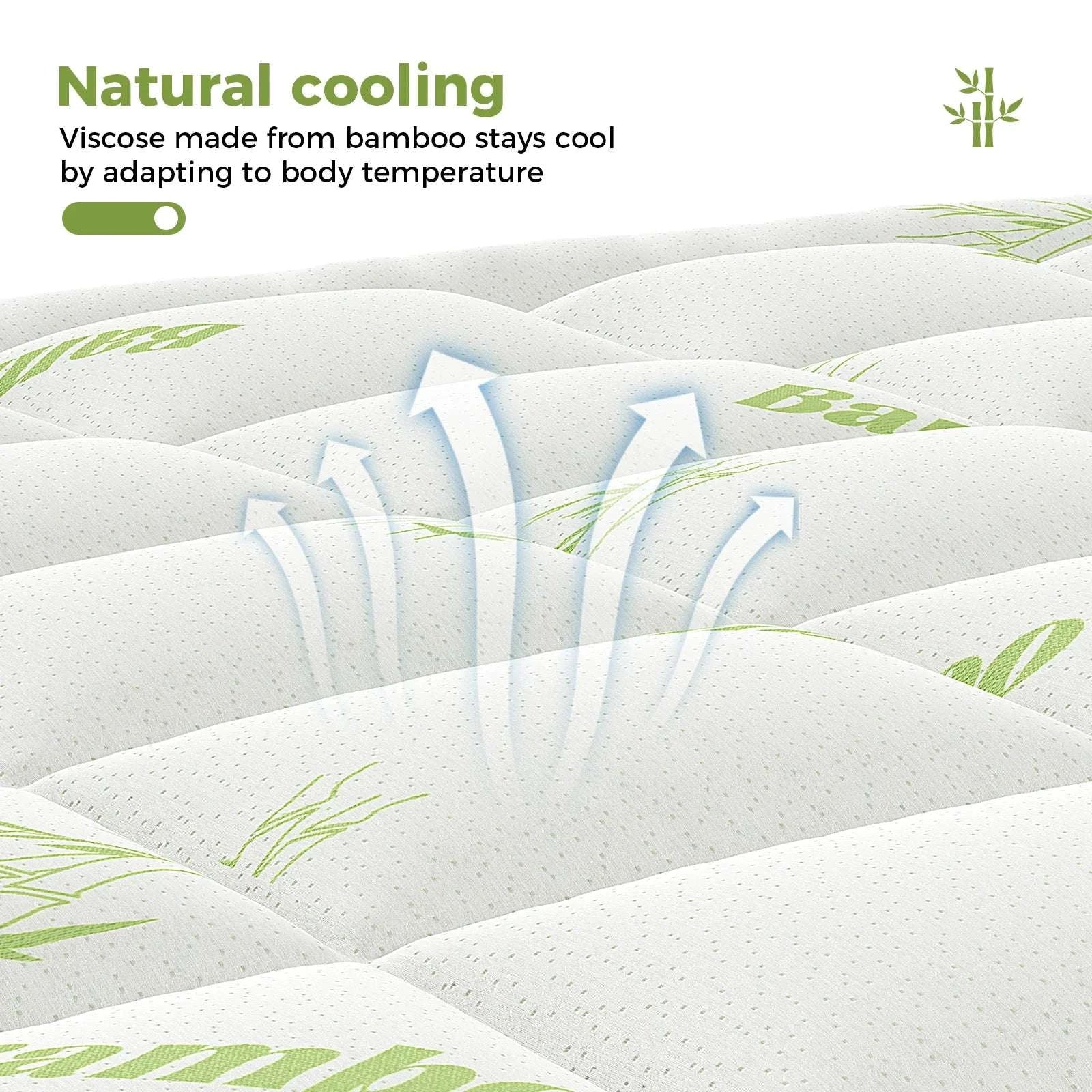 Bamboo Fiber Cooling Mattress Topper with Deep Pockets 400g-light green / King / United States