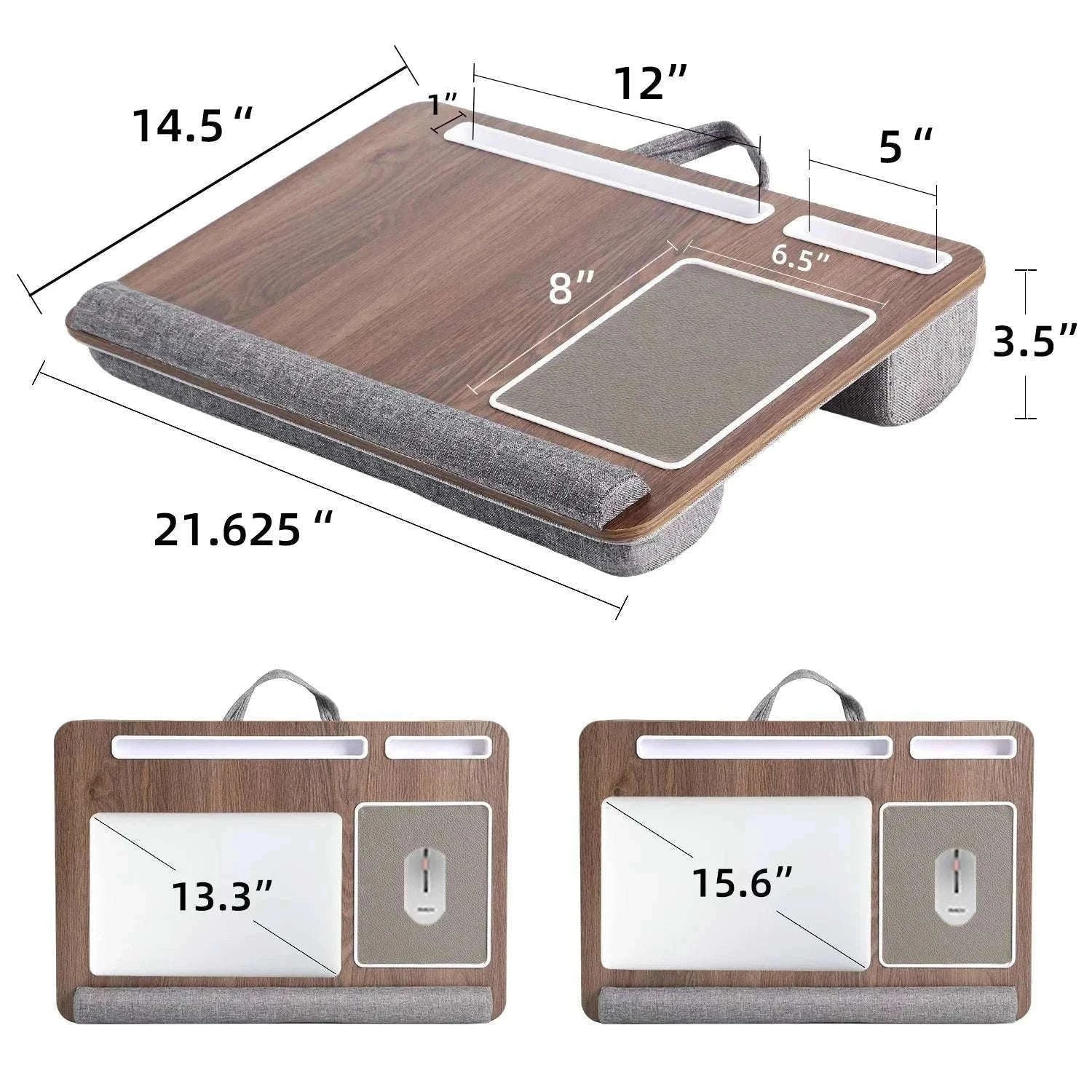 Bamboo Laptop Desk with Mouse Pad & Anti-Slip Grooves-D-66 COFFEE