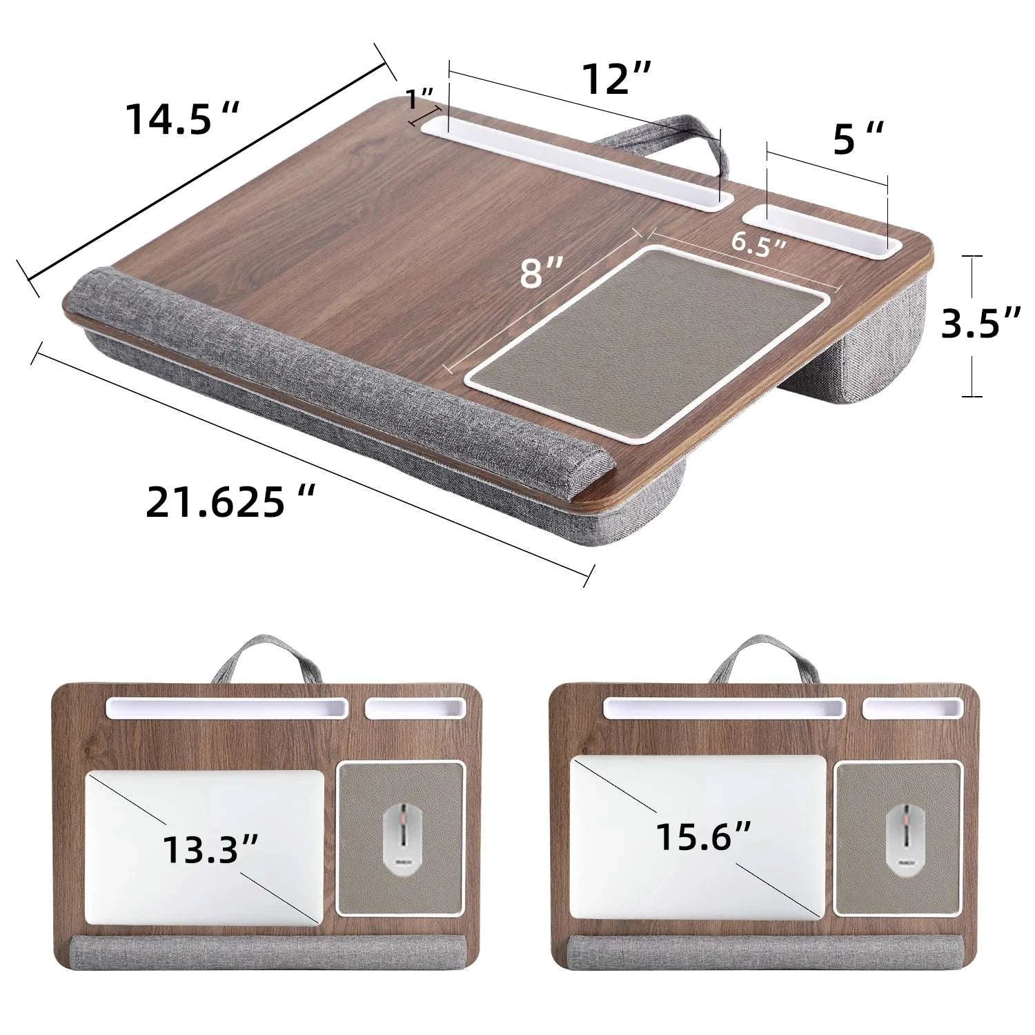 Bamboo Laptop Desk with Mouse Pad & Anti-Slip Grooves-D-66 COFFEE