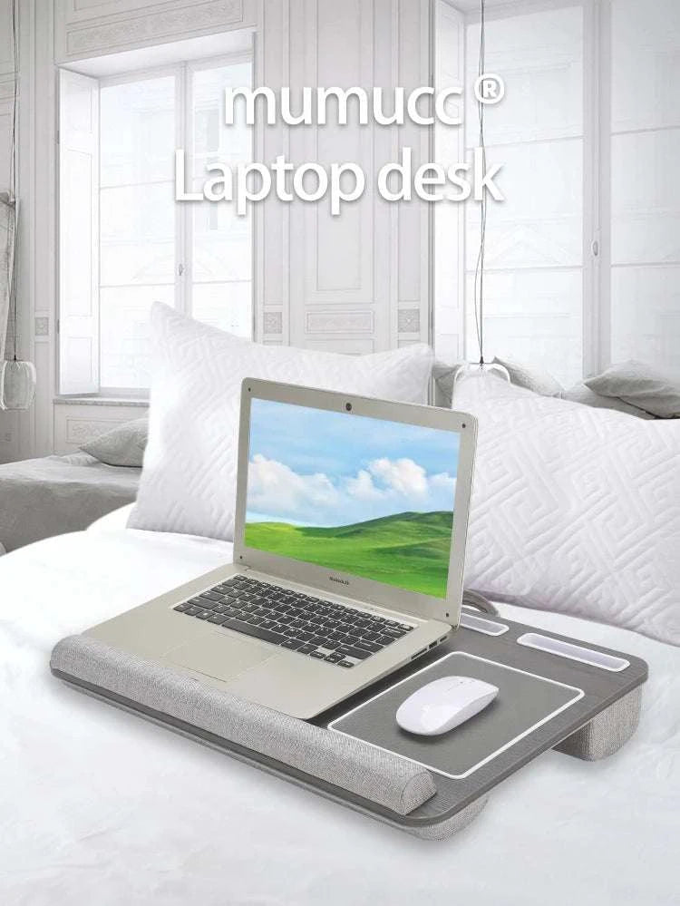 Bamboo Laptop Desk with Mouse Pad & Anti-Slip Grooves-D-66 COFFEE