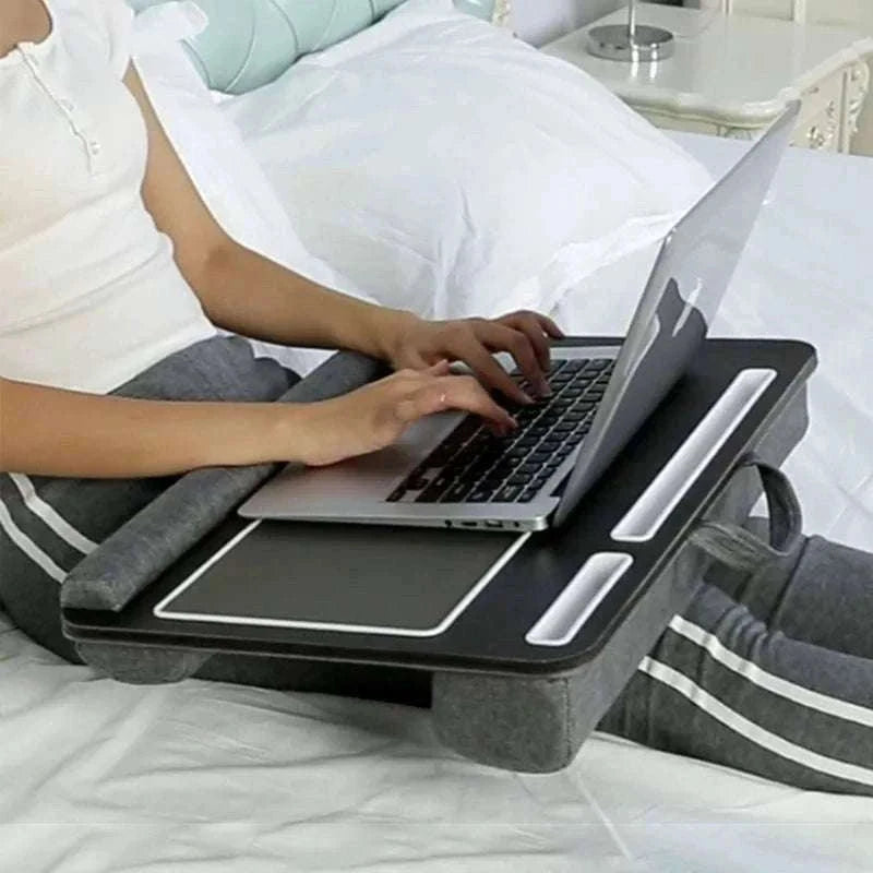 Bamboo Laptop Desk with Mouse Pad & Anti-Slip Grooves-D-66 COFFEE