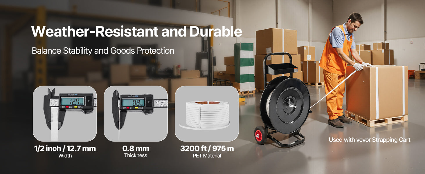 Manual Pallet Strapping Kit with 3200ft PP Band & 1000 Seals