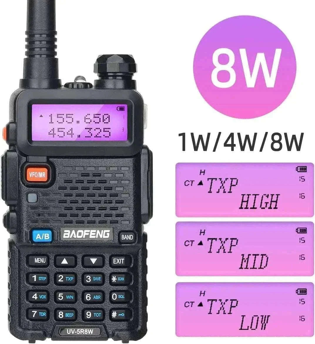 BaoFeng UV-5R 8W Dual-Band Walkie Talkie Radio-2X 8W-H-771-MIC-C / US