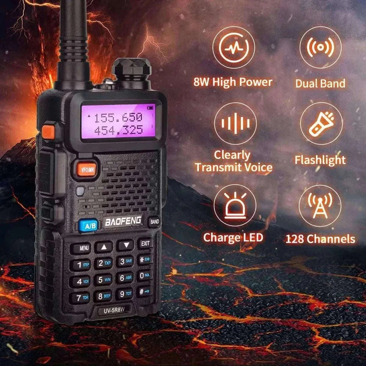 BaoFeng UV-5R 8W Dual-Band Walkie Talkie Radio-2X 8W-H-771-MIC-C / US