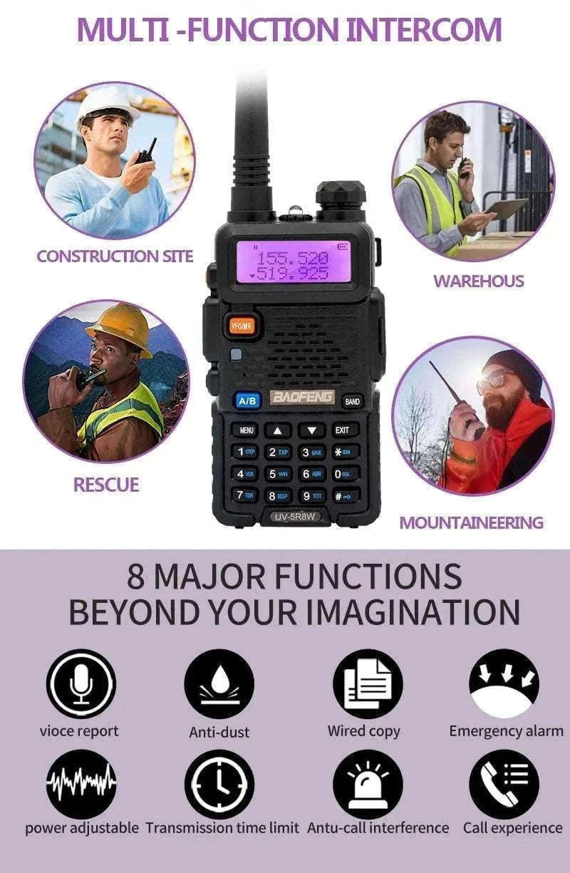BaoFeng UV-5R 8W Dual-Band Walkie Talkie Radio-2X 8W-H-771-MIC-C / US