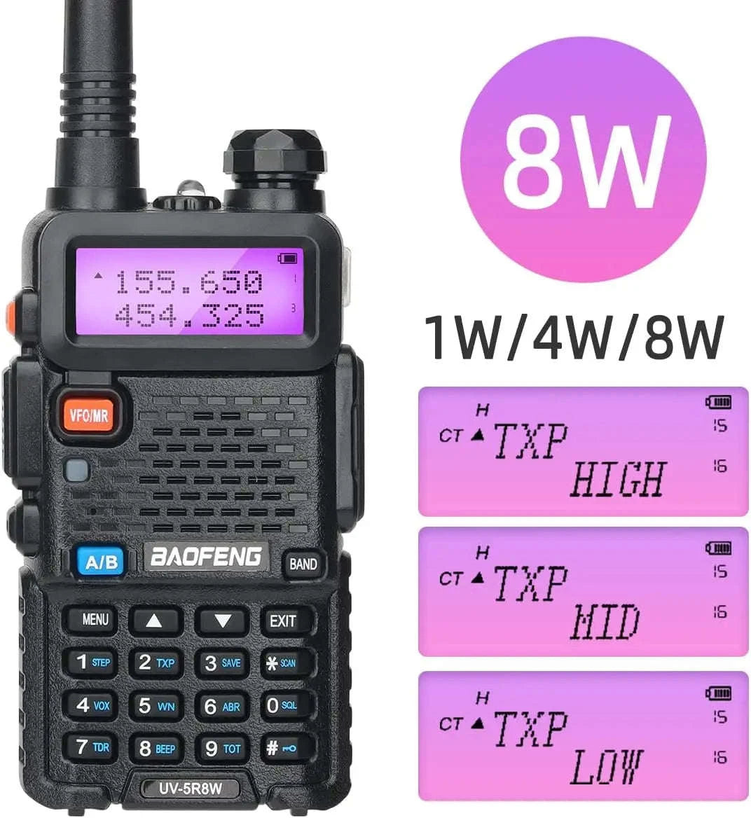 BaoFeng UV-5R 8W Walkie Talkie-2X 8W-H-771-MIC-C / US