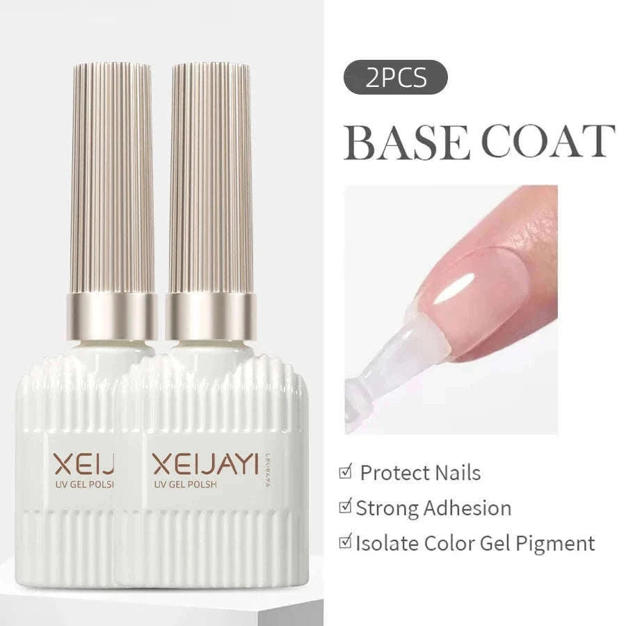 Base Coat & Top Coat Nail Reinforcement Gel for Lasting Shine-2set Base Coat
