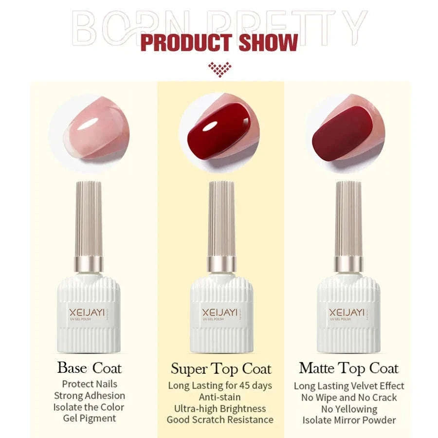 Base Coat & Top Coat Nail Reinforcement Gel for Lasting Shine-2set Base Coat