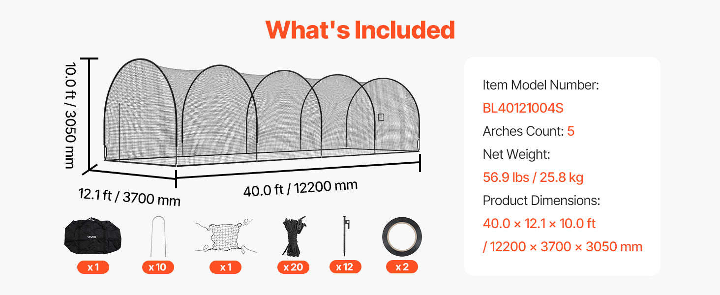 Baseball Batting Cage with Knotless Polyester Netting and Pitching Machine Opening-22ft / United States