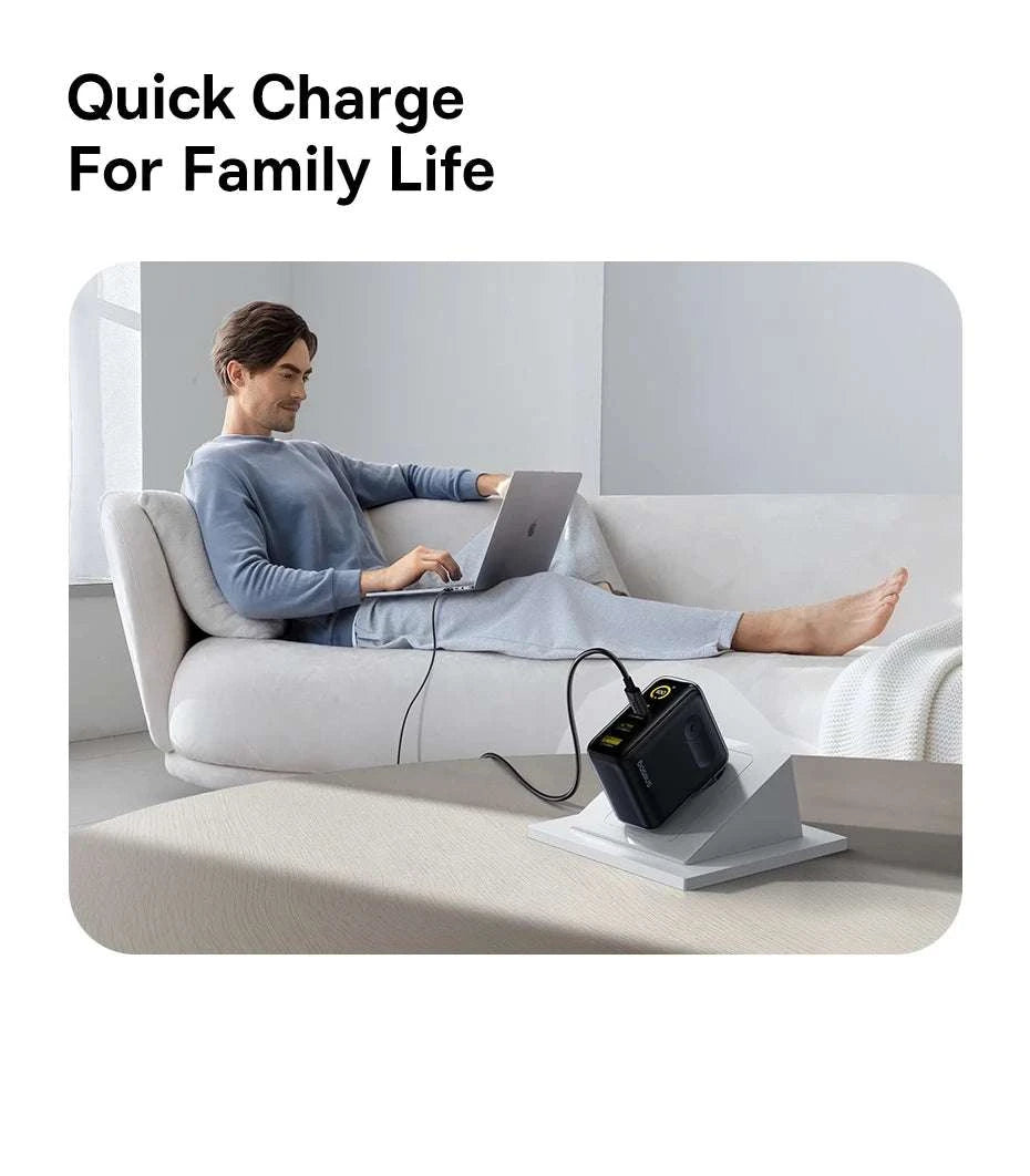 Baseus 100W GaN Fast Charger with Display 3-Port USB-C USB-A-EU Plug Black / China Mainland