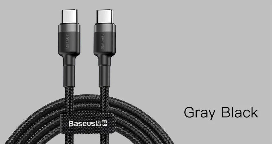 Baseus 100W USB C to USB C Cable for Fast Charging-60W Gray Black / 1m