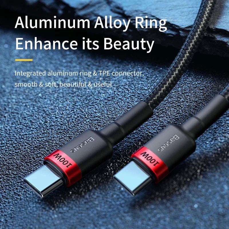 Baseus 100W USB‑C to USB‑C Fast Charging Cable-100W Red Black / 1m