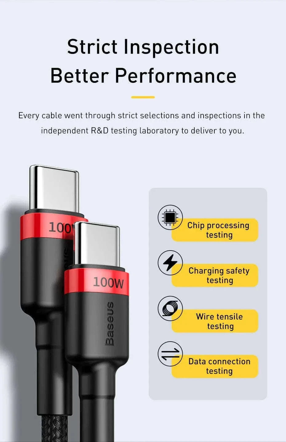Baseus 100W USB-C to USB-C Fast Charging Cable-100W Red Black / 1m
