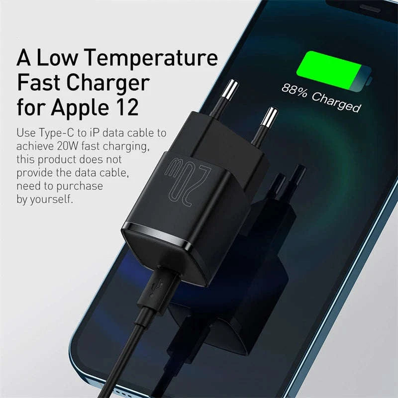 Baseus 20W USB C Charger with PD Fast Charging-20W Mini Black