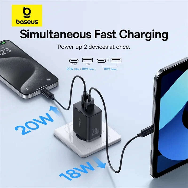Baseus 20W USB Charger with Dual Fast-Charging Ports-20W EU Plug White