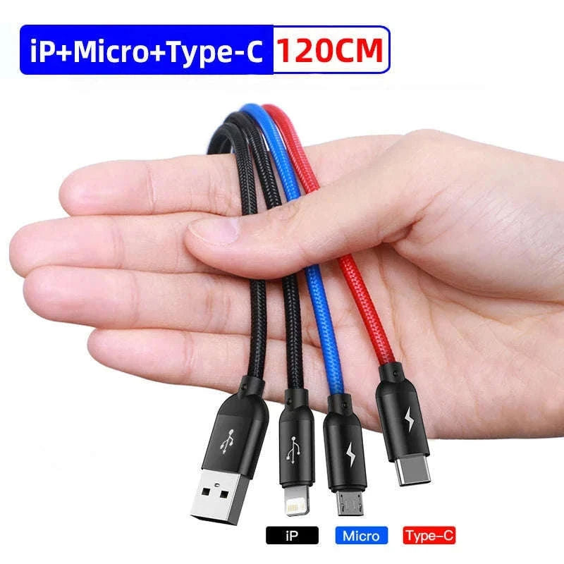 Baseus 3-in-1 USB Charging Cable for Multi-Device Charging-2 Type C 120cm