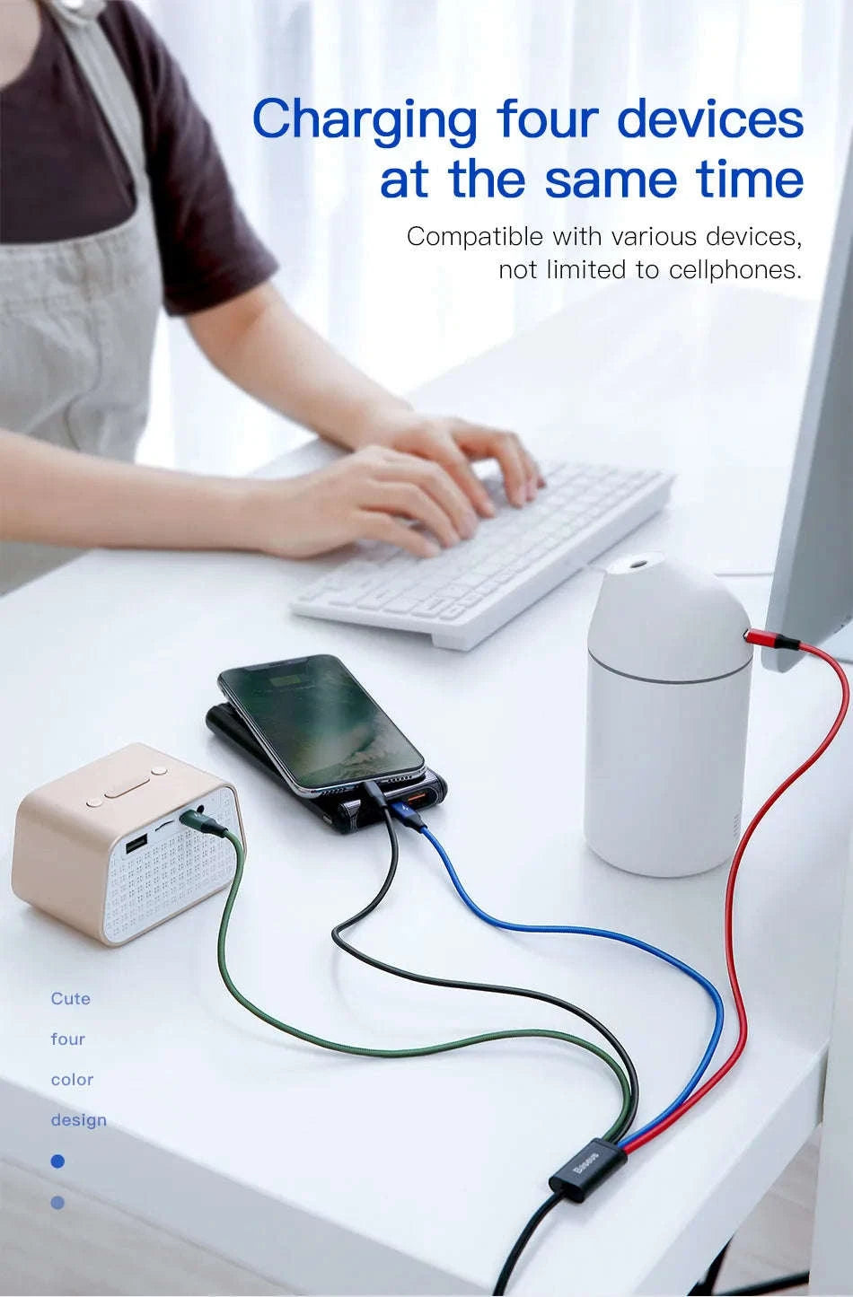 Baseus 3-in-1 USB Charging Cable for Multi‑Device Use-2 iP 120cm