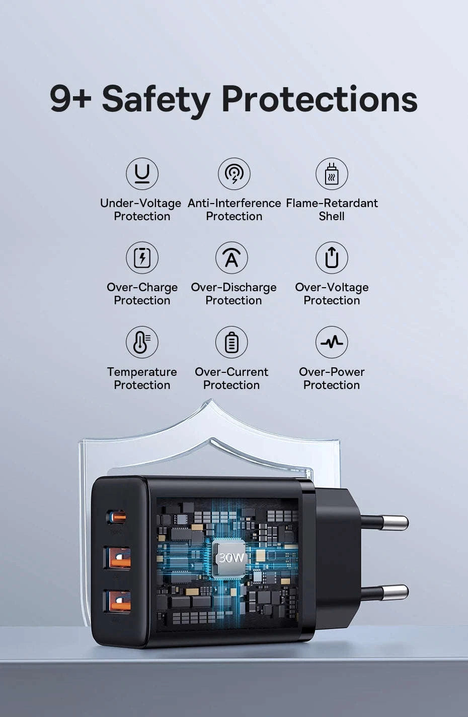 Baseus 30W USB Type C Charger with Fast Charging-30W EU Plug White