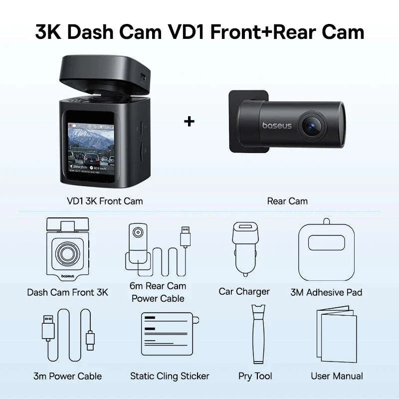 Baseus 3K Dash Cam Front & Rear Camera-Front n Rear n HW / CHINA / None