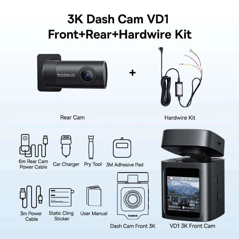 Baseus 3K Dash Cam Front & Rear Camera-Front n Rear n HW / CHINA / None