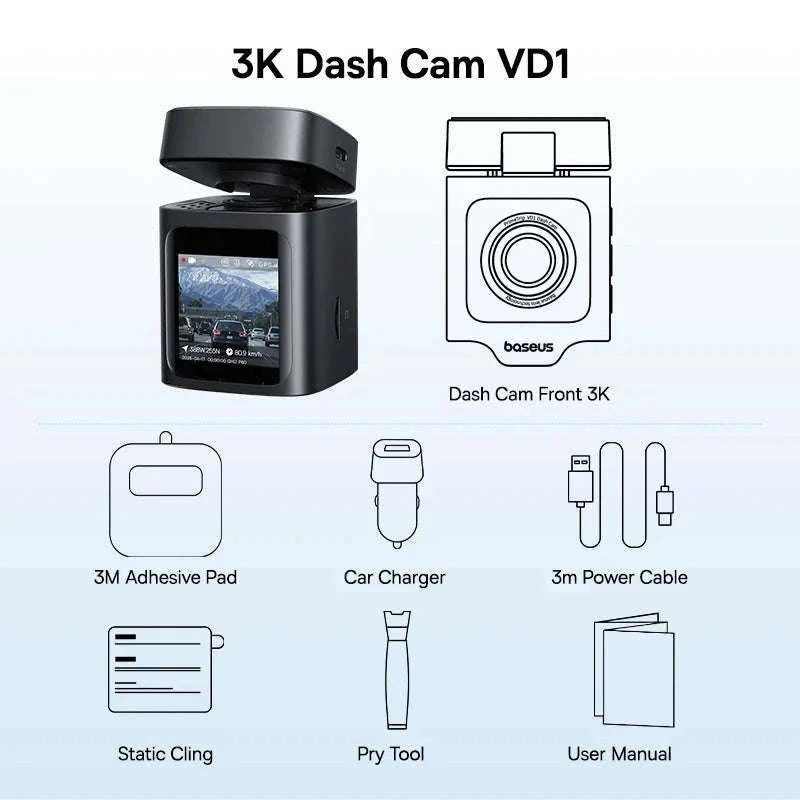 Baseus 3K Front and Rear Dash Cam for Safer Driving-Front n Rear n HW / CHINA / None