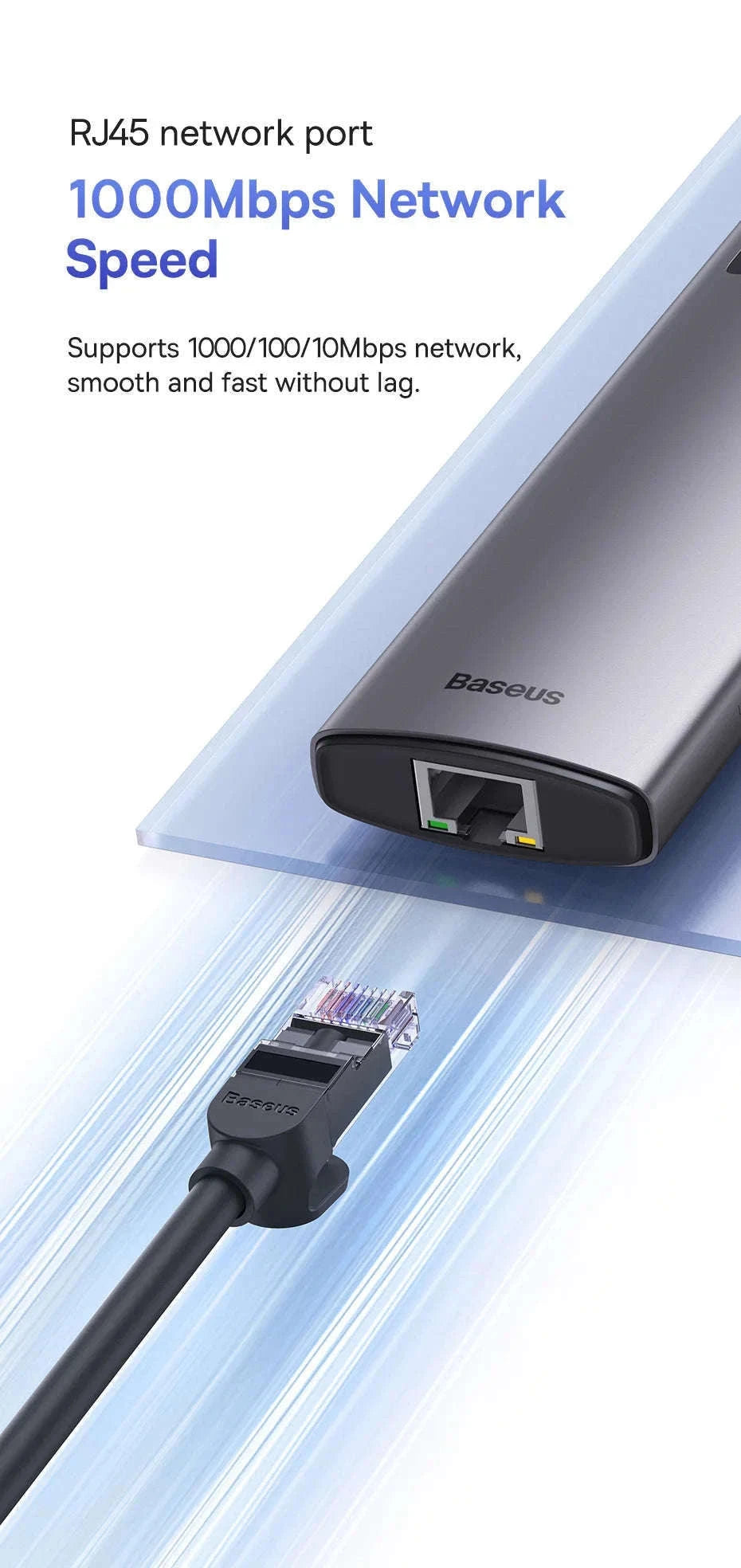 Baseus 4K 60Hz USB-C Hub with Ethernet and 100W PD-8-in-1 Hub