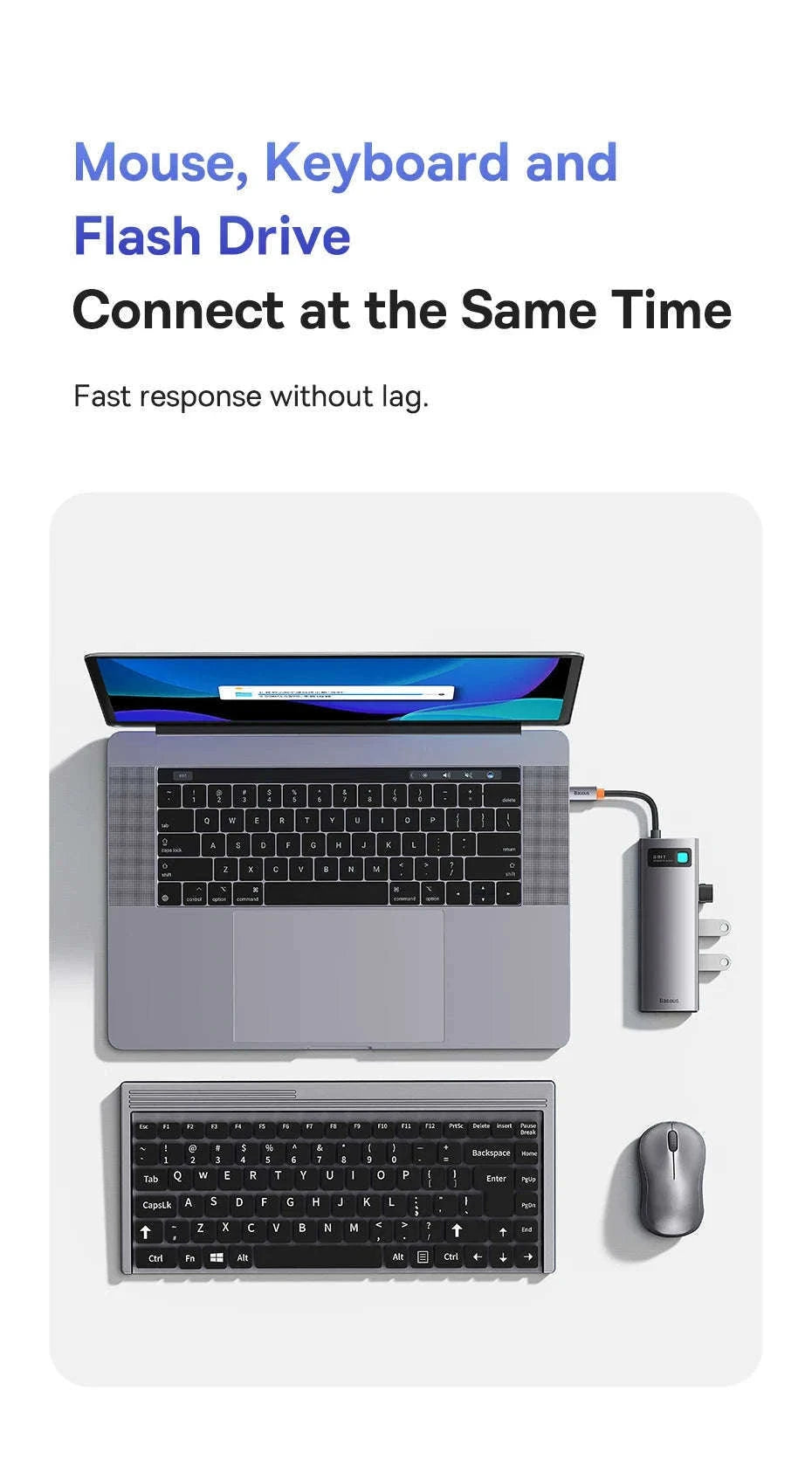 Baseus 4K 60Hz USB-C Hub with Ethernet and 100W PD-8-in-1 Hub
