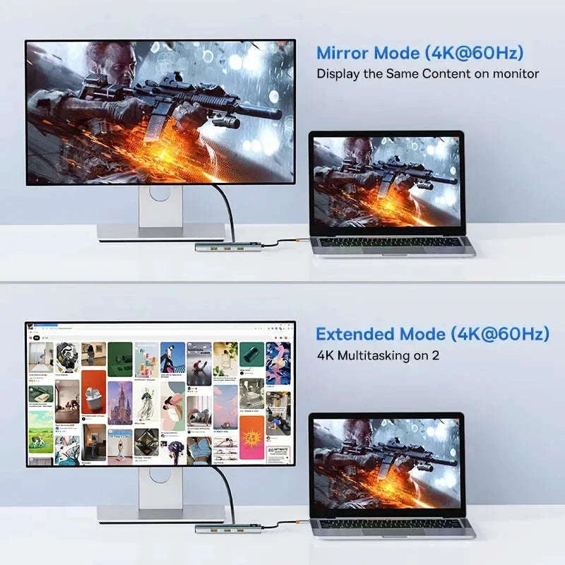 Baseus 4K 60Hz USB-C Hub with Ethernet and 100W PD-8-in-1 Hub