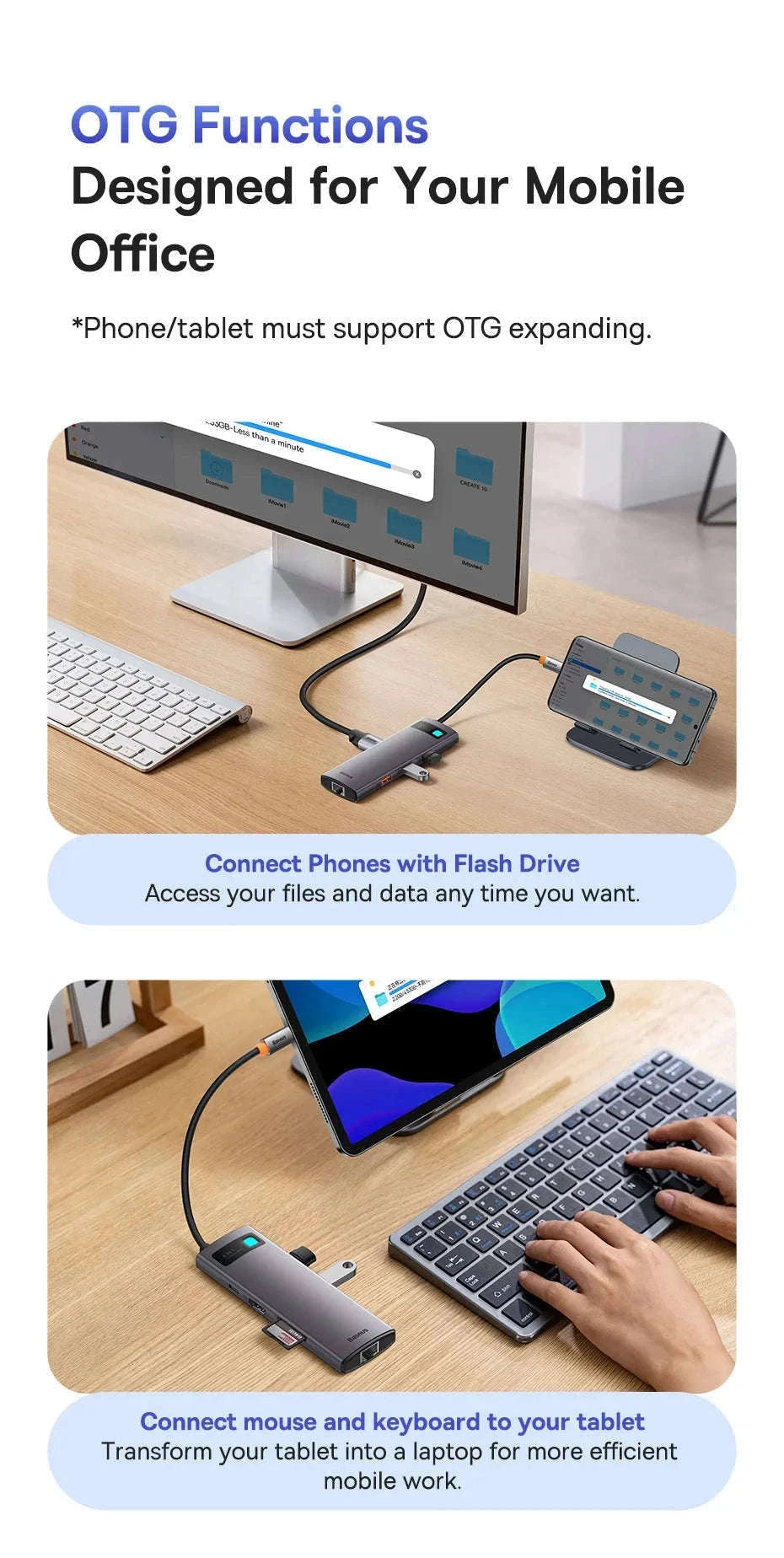 Baseus 4K 60Hz USB-C Hub with Ethernet and 100W PD-8-in-1 Hub