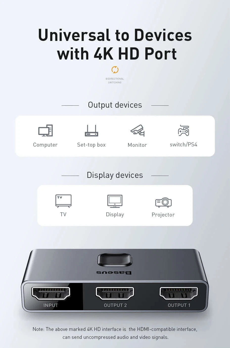 Baseus 4K HD Switch HDMI Adapter-HDMI-Switch