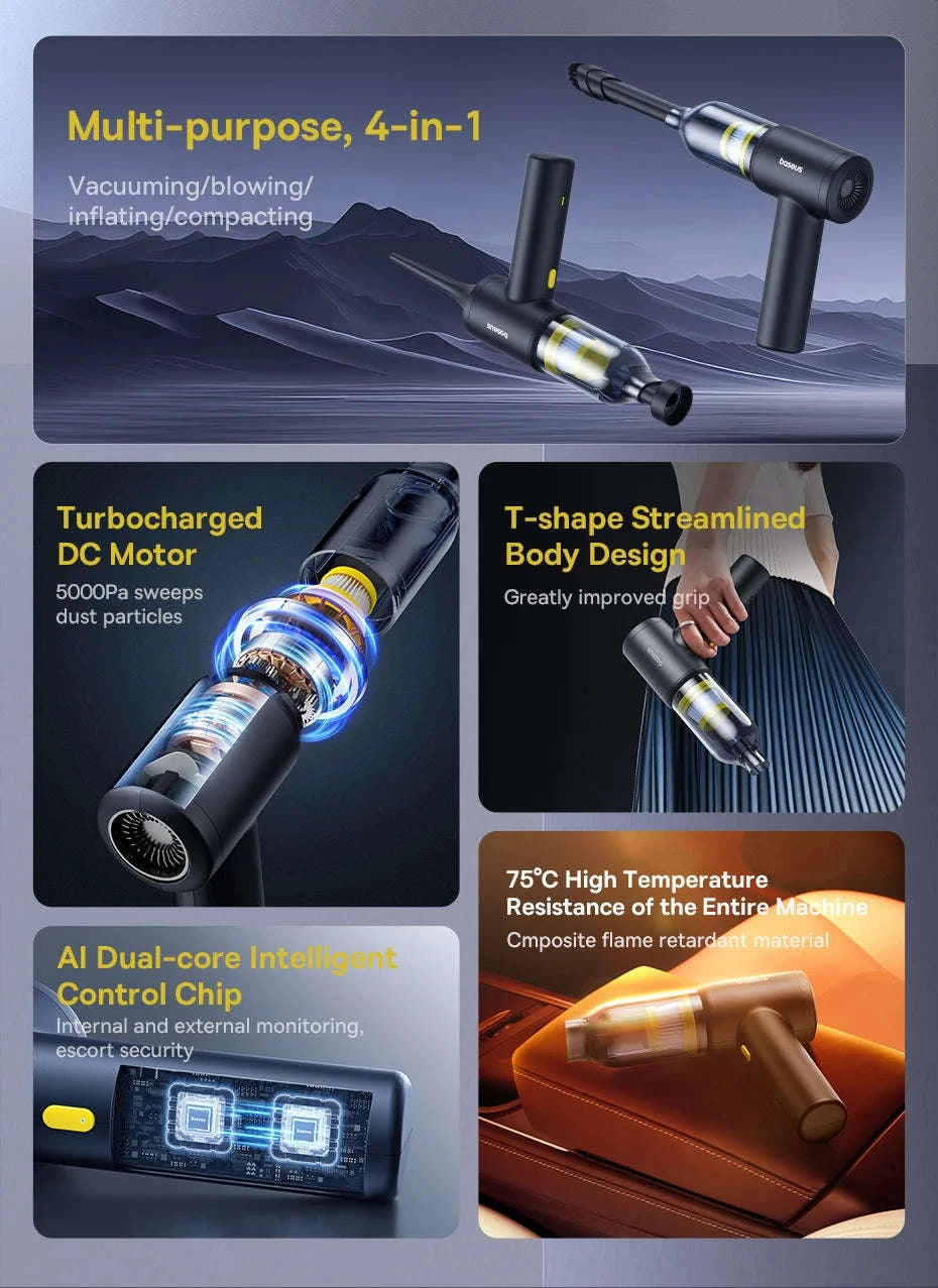 Baseus AT 4-in-1 Car Vacuum Cleaner-Black