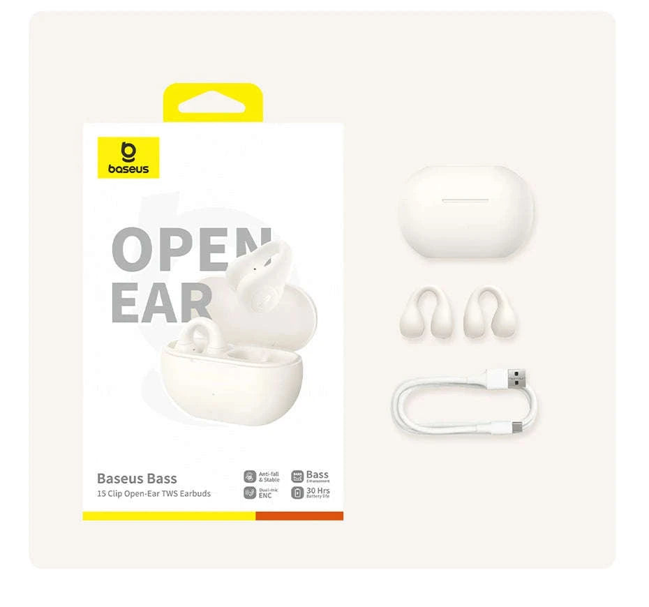 Baseus Bass 15 Clip Open Ear Earphones-White