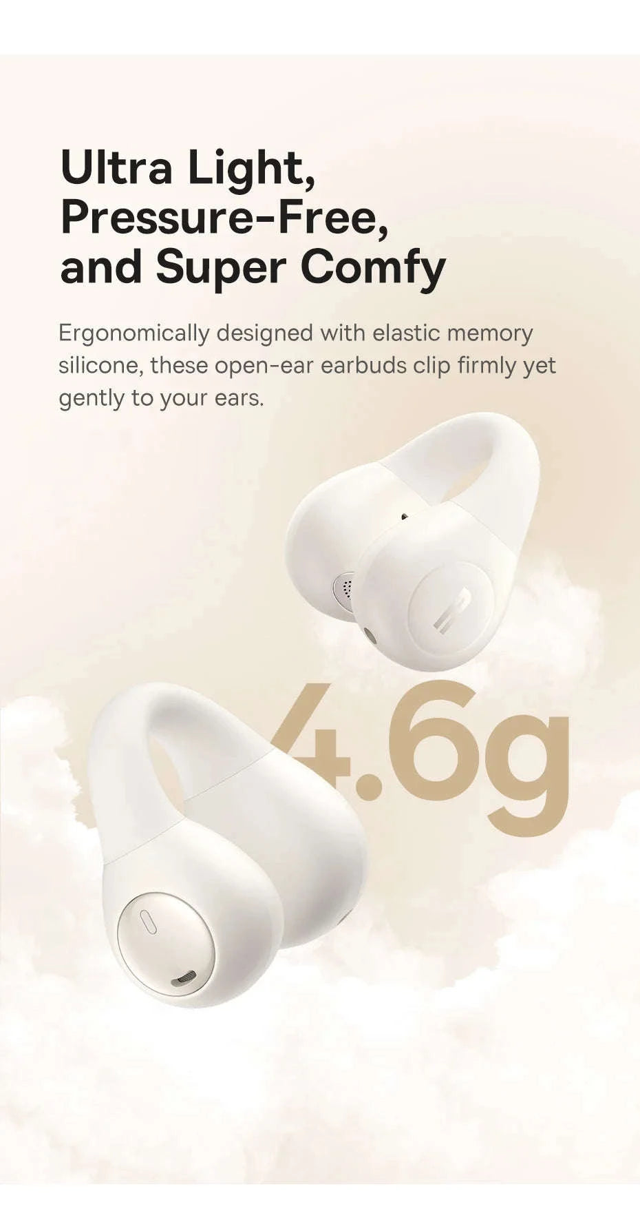 Baseus Bass 15 Clip Open Ear Earphones-White