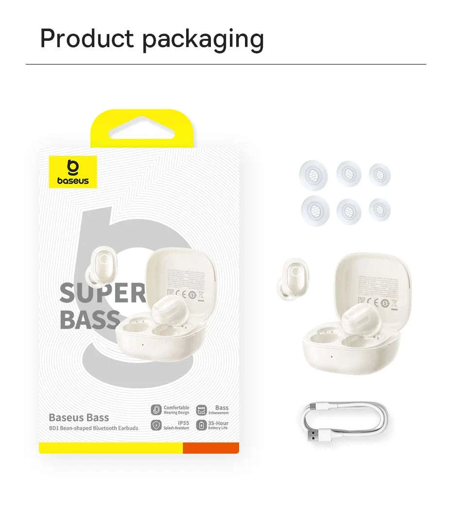 Baseus Bass BD1 Wireless Earphones Bluetooth 5.4 Mini Sports Earbuds-Cosmic Black