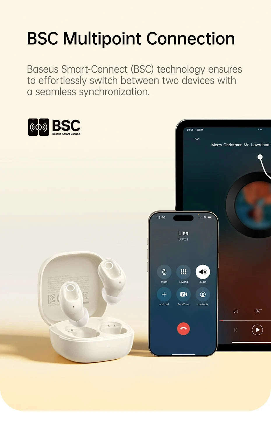 Baseus Bass BD1 Wireless Earphones Bluetooth 5.4 Mini Sports Earbuds-Cosmic Black