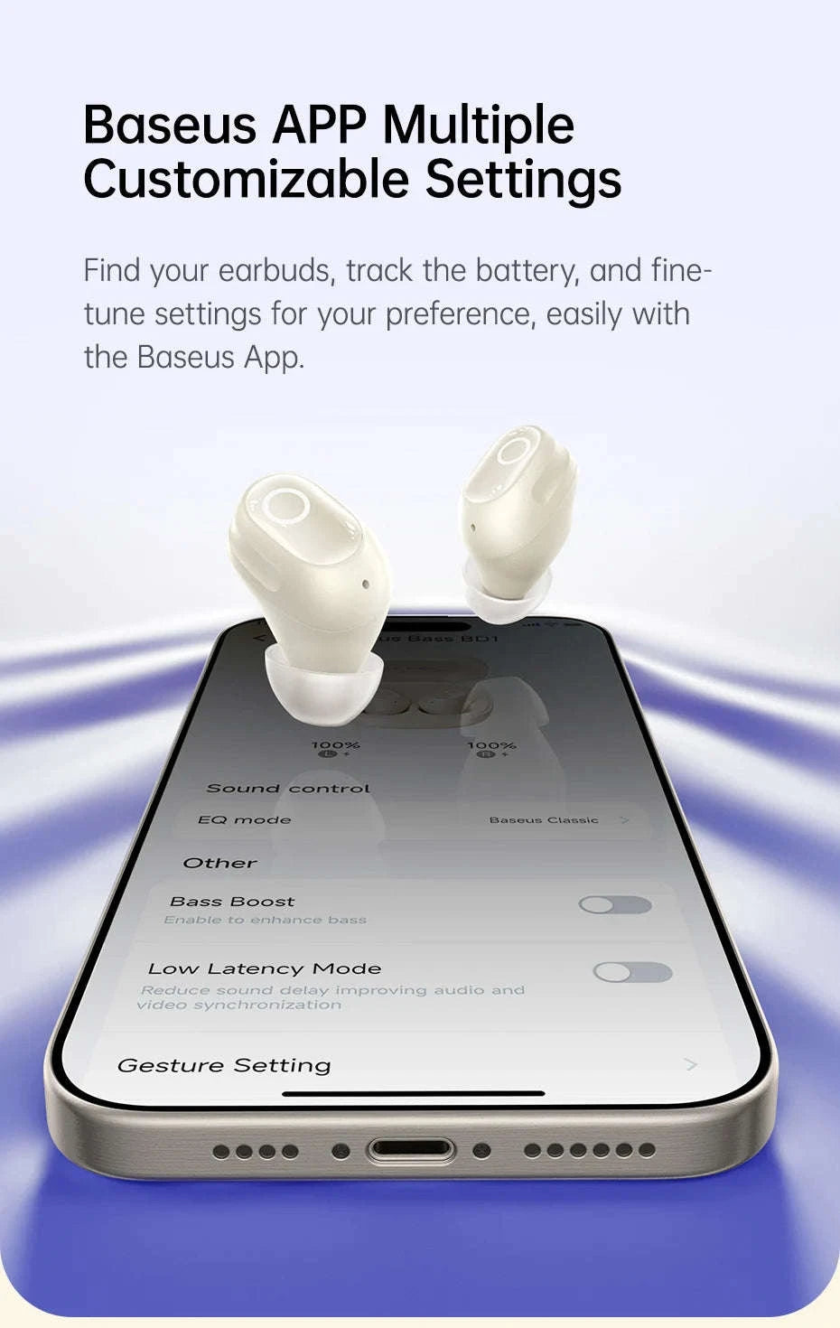 Baseus Bass BD1 Wireless Earphones Bluetooth 5.4 Mini Sports Earbuds-Cosmic Black