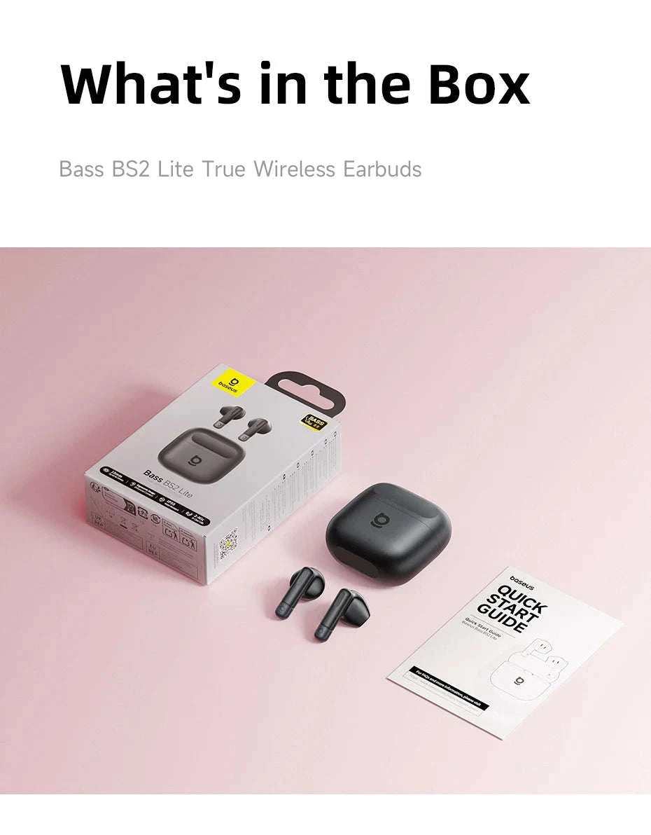 Baseus Bass BS2 Lite True Wireless Earbuds-Moon White