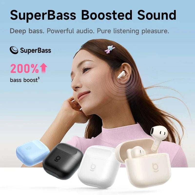 Baseus Bass BS2 Lite True Wireless Earbuds-Moon White