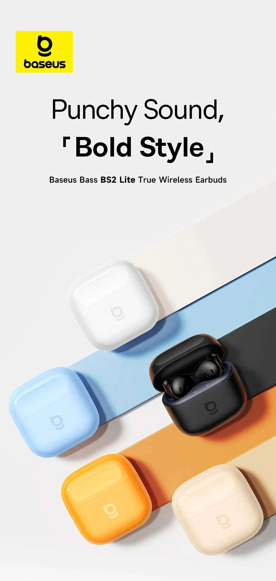 Baseus Bass BS2 Lite True Wireless Earbuds-Moon White