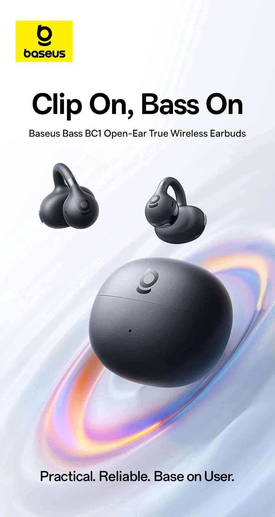 Baseus BC1 Open Ear Wireless Ear Clip Earbuds-Black