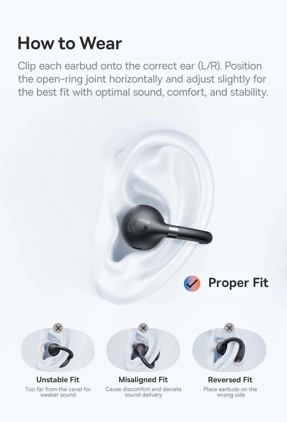 Baseus BC1 Open Ear Wireless Ear Clip Earbuds-Black