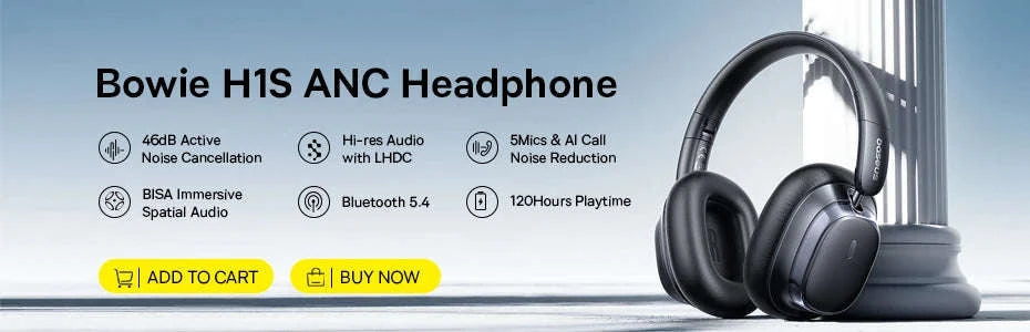 Baseus Bowie D05 Wireless Headphones with 3D Spatial Audio-Gray