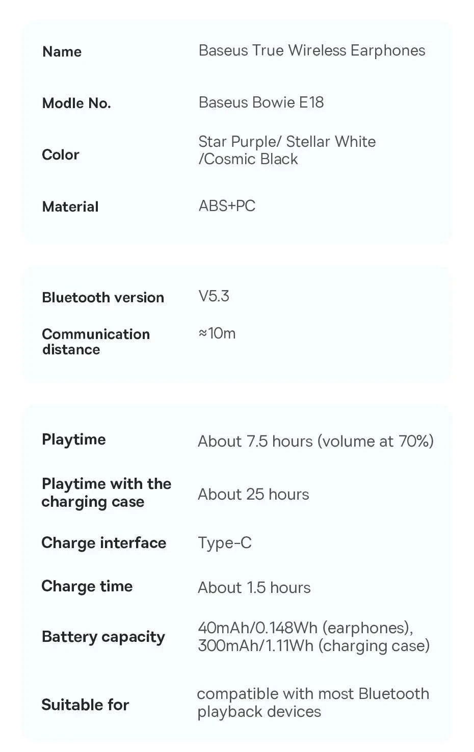 Baseus Bowie E18 True Wireless Earbuds-Default Title