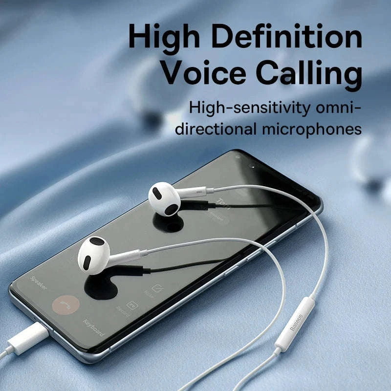 Baseus C17 Type‑C Wired Earphones with Mic-White