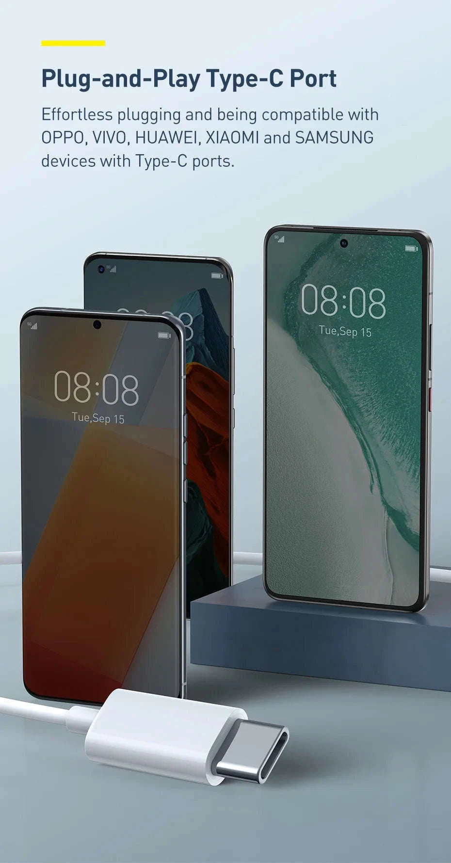 Baseus C17 Type‑C Wired Earphones with Mic-White