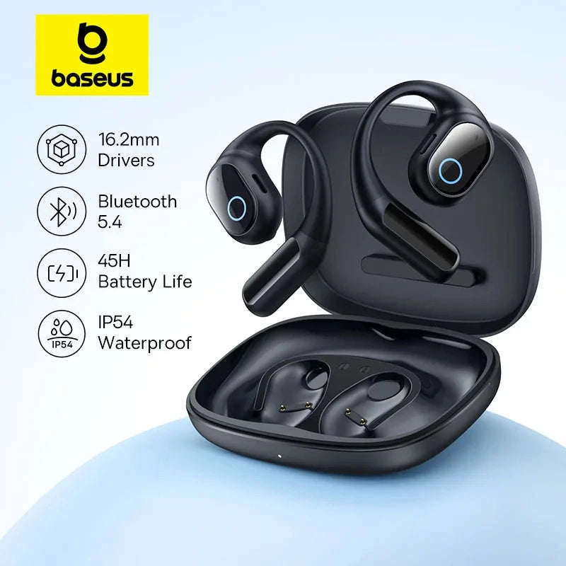 Baseus Eli 10i Fit Open-Ear Earphones Ear Hooks Wireless Bluetooth 5.4 Headphones IP54 Waterproof Air conduction Sports Earbuds-Black